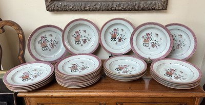 Lot 1544 - Extensive set of 18th century Chinese famille rose dishes. (29)