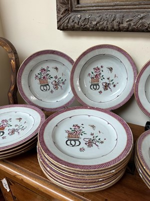 Lot 1544 - Extensive set of 18th century Chinese famille rose dishes. (29)