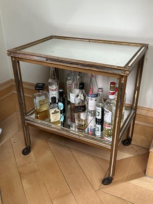 Lot 1545 - Two tier mirrored drinks trolley