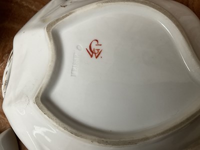 Lot 1548 - Boxed Meissen leaf form dish, another without box, a similar dish and a Meissen blue and white dish