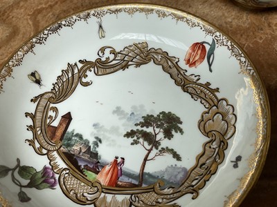 Lot 1551 - Three 18th century Meissen tea cups and two saucers