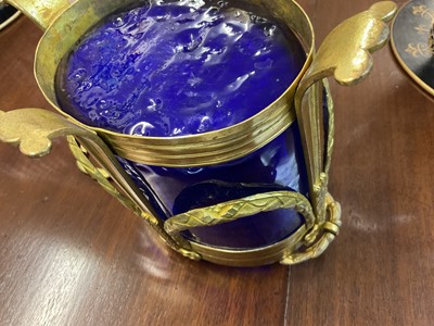 Lot 1556 - Pair of ormolu and blue glass cache pots