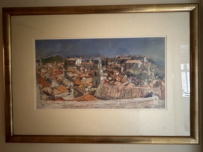 Lot 1558 - Anthony Eyton (b. 1923) pastel - View of Dubrovnik