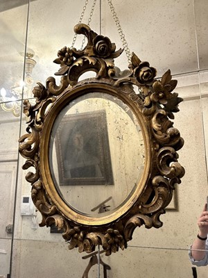 Lot 1565 - Pair of 18th century Italian gilt wall mirrors