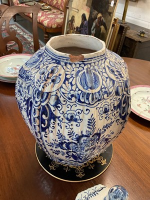 Lot 1571 - 19th century Dutch delft vase together with another later in date and another