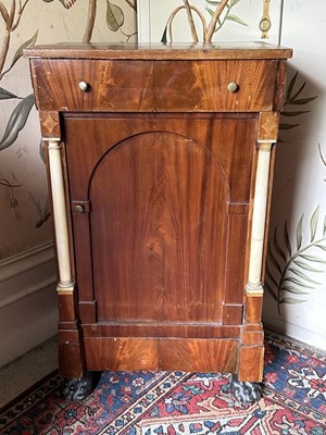 Lot 1566 - 19th century continental mahogany and alabaster mounted bedside cupboard