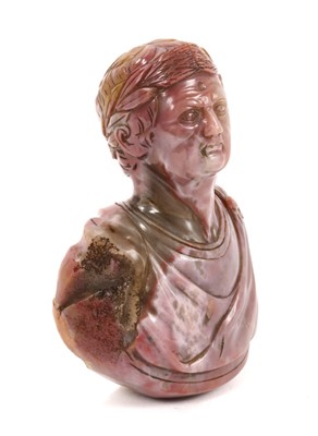 Lot 1625 - Carved onyx or chalcedony figure of Emperor Trajan