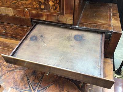 Lot 1512 - 18th century Italian marquetry desk, significantly damaged