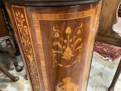 Lot 1519 - Late 19th century Italian marquetry cylinder pot cupboard
