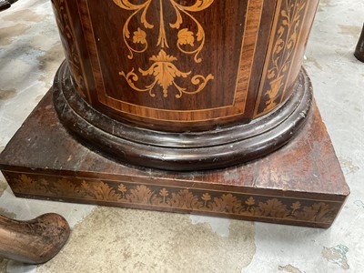 Lot 1519 - Late 19th century Italian marquetry cylinder pot cupboard