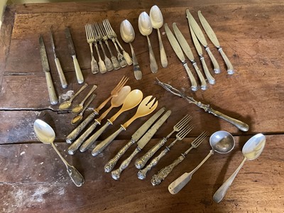 Lot 1522 - Continental silver and other plated cutlery