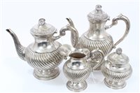 Lot 270 - Continental Silverer four piece tea set -...