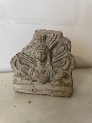 Lot 1586 - Ancient terracotta architectural fragment with Egyptian mask