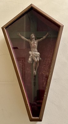 Lot 1590 - 19th century carved Corpus Christi in glazed case