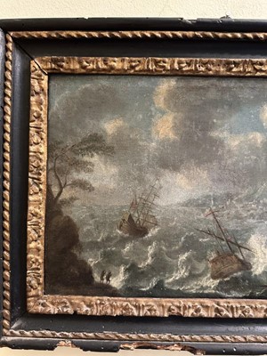 Lot 1592 - Manner of Adrien Manglard (1695-1760) oil on canvas, Stormy sea with figures