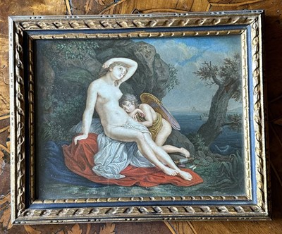 Lot 1594 - Italian school, late 18th / early 19th century oil on ivory, Amor and Psyche