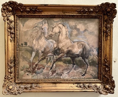 Lot 1595 - Alfons Purtscher 1885-1962), watercolour and mixed media, wild horses signed