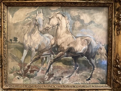 Lot 1595 - Alfons Purtscher 1885-1962), watercolour and mixed media, wild horses signed