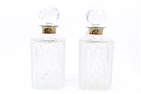 Lot 272 - Pair contemporary cut glass spirit decanters...