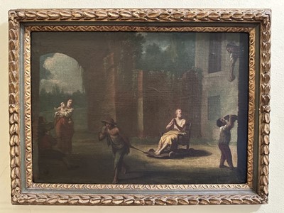 Lot 1597 - Attributed to Pieter Van Laer (1599-c.1642) oil on canvas, figures in a courtyard