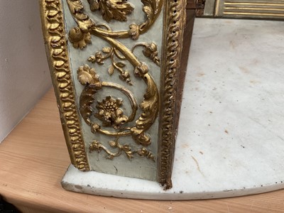 Lot 1618 - Fine quality pair of early 19th century French marble topped carved and gilded corner tables