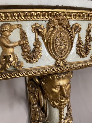 Lot 1618 - Fine quality pair of early 19th century French marble topped carved and gilded corner tables