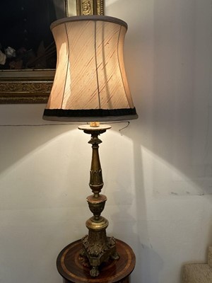 Lot 1613 - 19th century gilt candlestick converted to a lamp