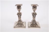 Lot 275 - Pair late Victorian Silverer candlesticks of...