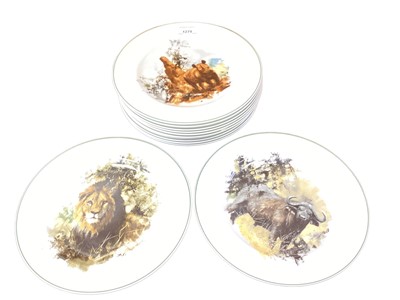 Lot 1279 - Twelve Wedgwood World Wildlife Fund plates, specially designed by David Shepherd