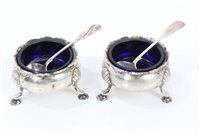 Lot 277 - Pair George II Silverer cauldron salts with...