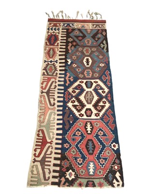 Lot 2142 - Hand woven  Kilim woven runner.