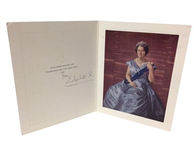 Lot 21 - H.M.Queen Elizabeth The Queen Mother, four 1960s signed Christmas cards with gilt embossed crowns to covers , photographs of The Queen Mother to the interiors , all signed in ink ' from Elizabeth R...