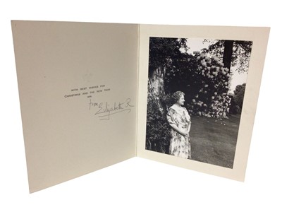 Lot 22 - H.M.Queen Elizabeth The Queen Mother, four 1960s and 70s signed Christmas cards with gilt embossed crowns to covers , photographs of The Queen Mother to the interiors , all signed in ink ' from Eli...