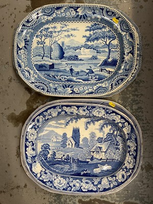 Lot 75 - Four 19th century blue and white meat plates