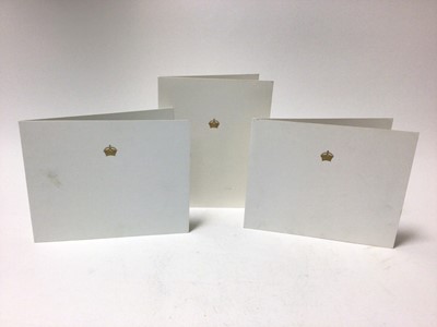 Lot 23 - H.M.Queen Elizabeth The Queen Mother, three 1970s and 80s signed Christmas cards with gilt embossed crowns to covers , photographs of The Queen Mother to the interiors , all signed in ink ' from El...