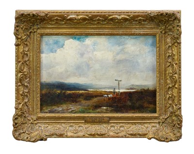 Lot 1057 - Henry John Yeend King (1855-1924) oil on board - Moorland Landscape, signed, 17.5cm x 25.5cm, in gilt frame