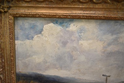 Lot 1057 - Henry John Yeend King (1855-1924) oil on board - Moorland Landscape, signed, 17.5cm x 25.5cm, in gilt frame