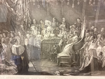 Lot 180 - Fine Victorian engraving - The Coronation of Her Most Gracious Majesty Queen Victoria in rosewood frame.