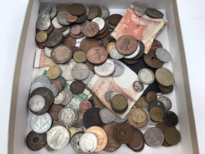 Lot 366 - Collection of coins and notes including silver