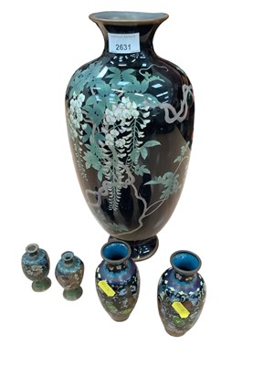 Lot 2631 - Group of five antique Japanese cloisonné vases