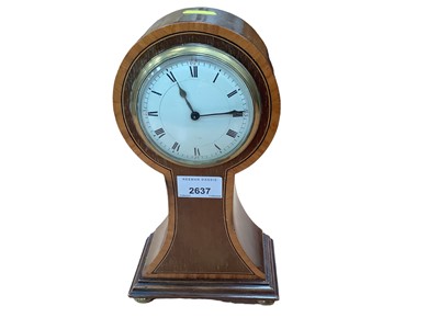 Lot 2637 - Edwardian inlaid mahogany balloon shaped mantel clock, 26.5cm high