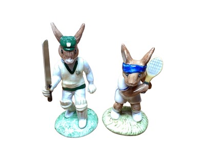 Lot 1196 - Royal Doulton limited edition Bunnykins figure - Test Century Batsman DB272 (boxed) together with another unstamped Bunnykins figure - Tennis Player (2)