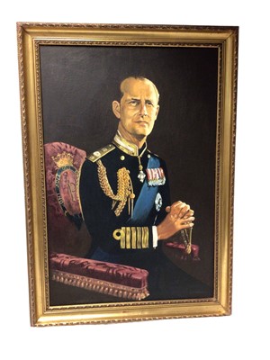 Lot 192 - Oil on canvas portrait of H.R.H. The Duke of Edinburgh