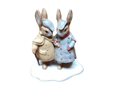 Lot 1289 - Beswick Beatrix Potter figure group - Two Gentleman Rabbits P4210, boxed