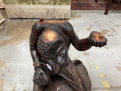 Lot 1231 - 19th century Venetian ebonised and carved kneeling Blackamore figure torchère with later top