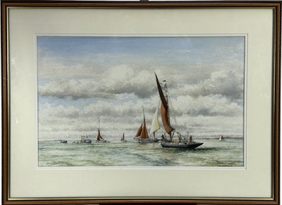 Lot 193 - Edwin Meayers, contemporary, pencil and watercolour - Mersea Oyster Dredging Match, signed, dated '09 and inscribed, 39cm x 61cm, in glazed frame