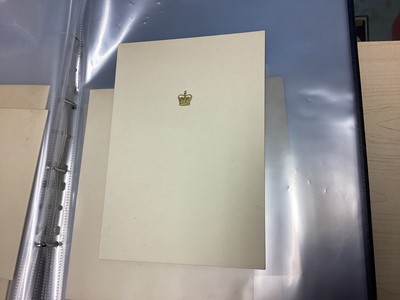 Lot 30 - H.M.Queen Elizabeth II and H.R.H.The Duke of Edinburgh, scarce signed 1956 Christmas card with gilt embossed crown to cover, black and white photograph of the Royal couple with a young Prince Charl...