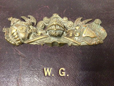 Lot 146 - Victorian leather writing / despatch box with initials W.G to lid, by Walter Jones, 196 Sloane St. S. W., with bramah lock.