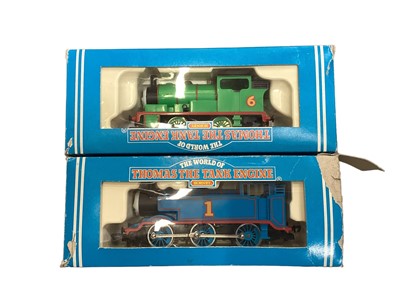 Lot 1789 - Railway Hornby Thomas the Tank Engine Thomas, Percy & Toby Locomotives, various circus wagons, plus two unboxed coaches