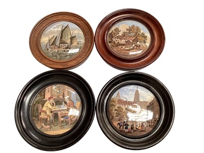 Lot 1296 - Group of 21 Victorian Prattware pot lids including Shakespeare's House, Pegwell Bay, Hide and Seek etc plus one other later pot lid